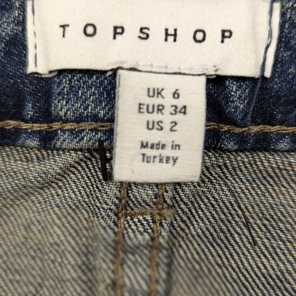 Topshop | Women's Denim Jean Mini Skirt | Split Slit Opening | Blue | Size 2 - Picture 4 of 10